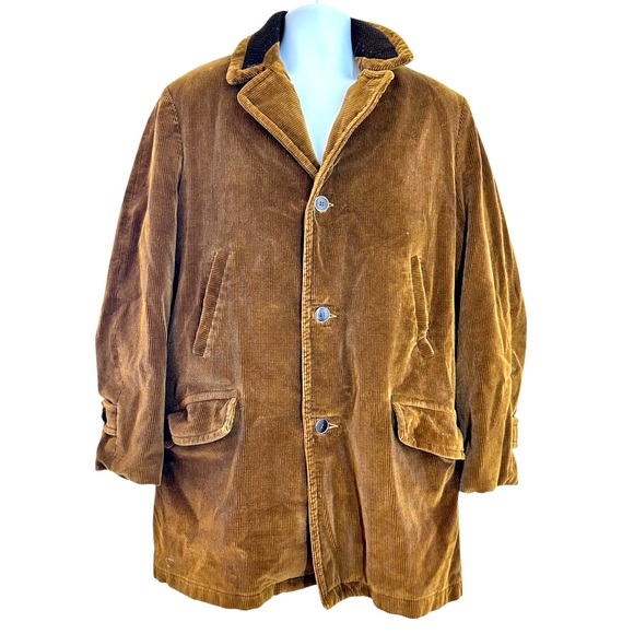 Sears Vintage Brown Corduroy The Acrilan Warm Coat Men Sz 40 Excellent Cond USA - Picture 1 of 13